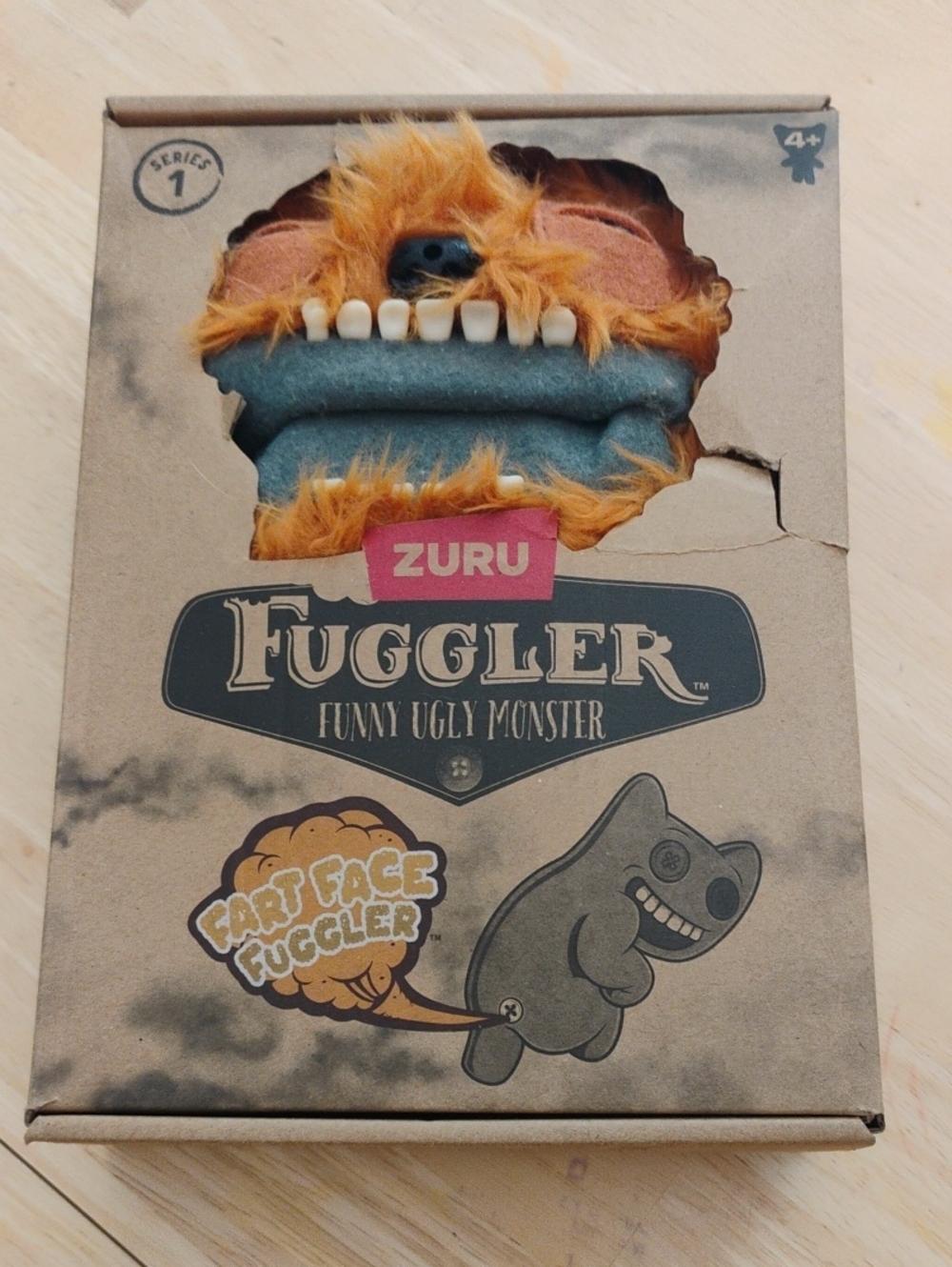 Fuggler Funny Ugly Monster Cat Toy - Orange Fur with Gray Mouth